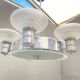 Art Deco Chrome Chandelier with Glass Bowl Shades