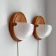 Wall lamps /wall sconce, pine wood / acryl marksljöd, sweden 1970s, pair