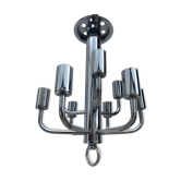 Italian Rolly chandelier 9 chrome metal lights 1970