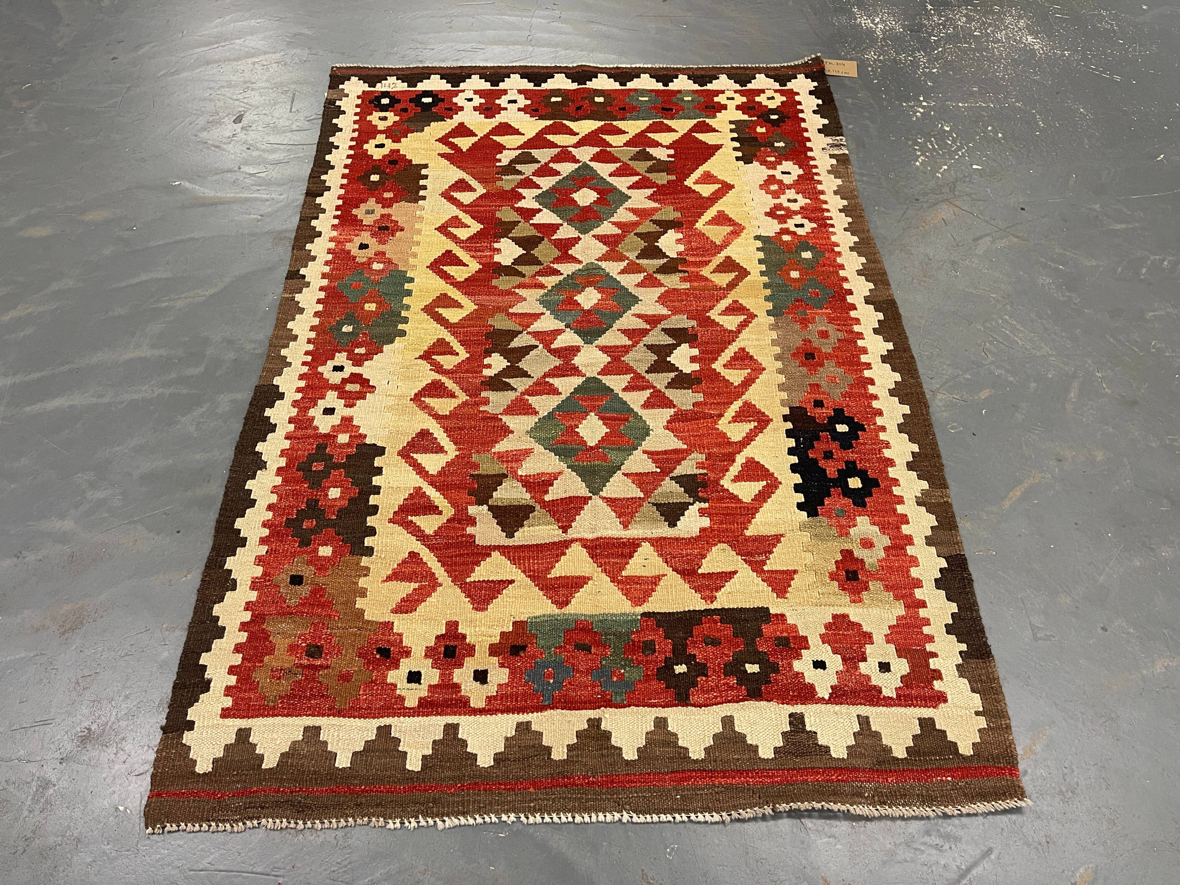 Traditional Tribal Kilim Rug, Multicolour Kilims Wool Area Geometric Carpet