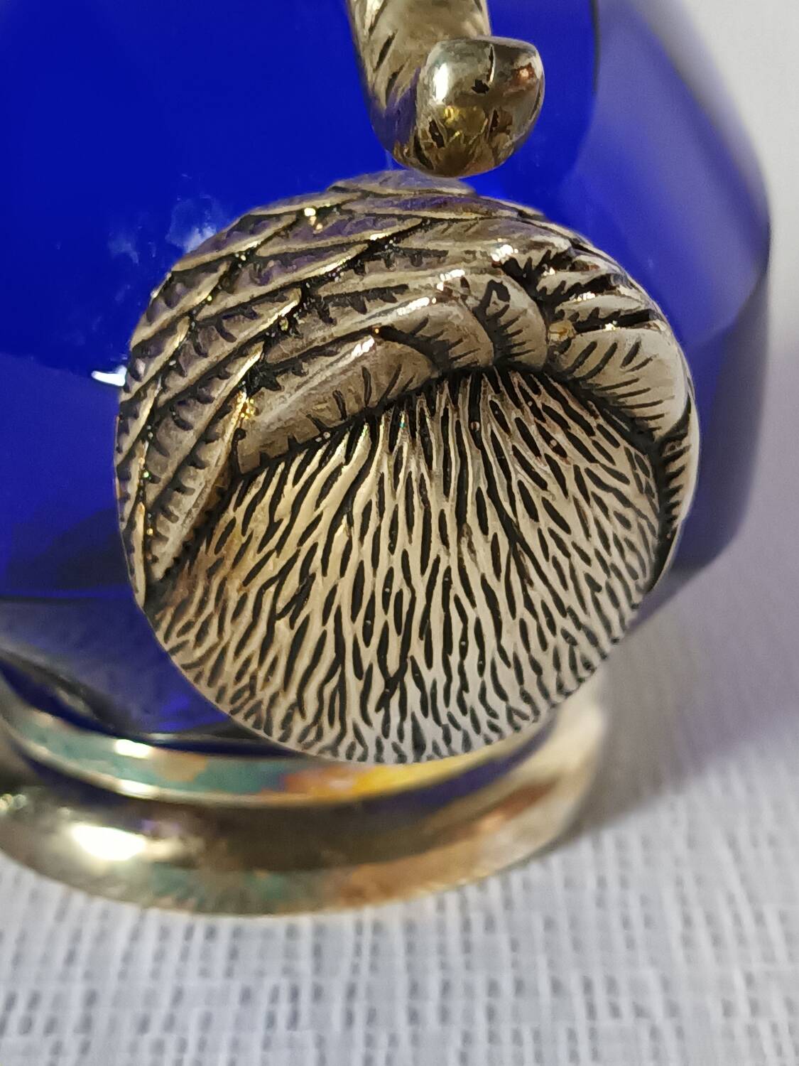 Vintage glass and silver-plated zoomorphic carafe