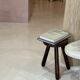 Vintage brutalist tripod stool compass legs - wood