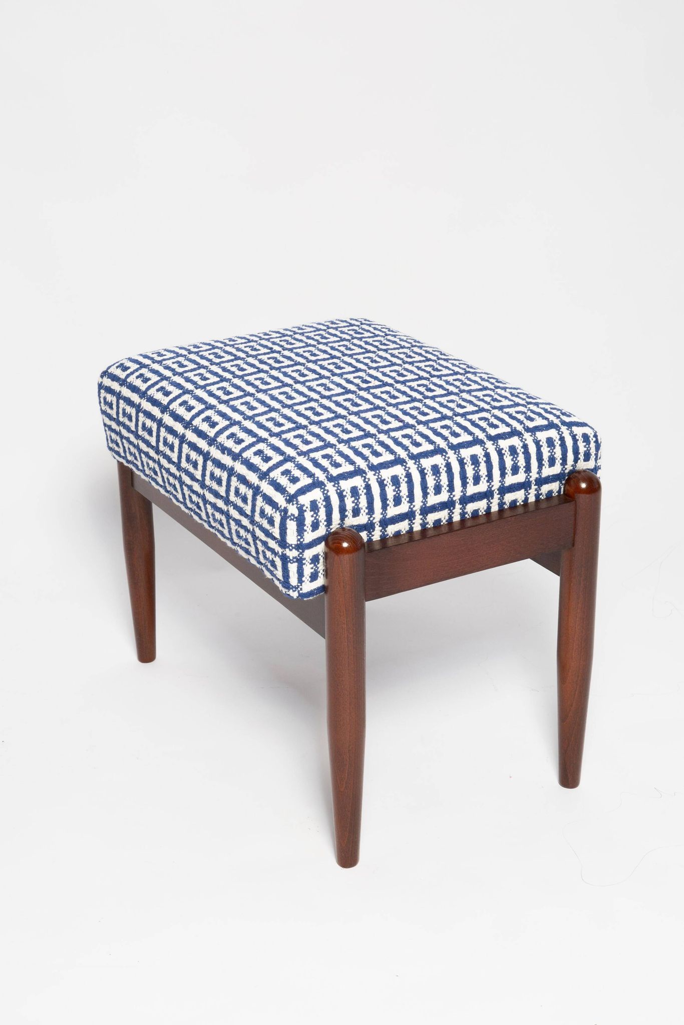 Pair of GFM mid-century stools in Dedar jacquard tweed, E. Homa, Europe, 1960s.