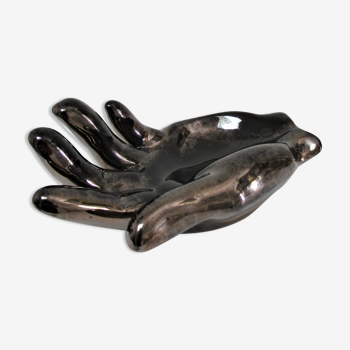 Vide poche main céramique noir design années 60