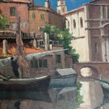 Painting hsp pierre mandonnet (1891-1970) "the mirror with birds - martigues