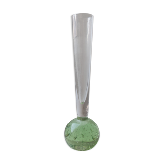 Vase vintage soliflore base verre bulles d'air