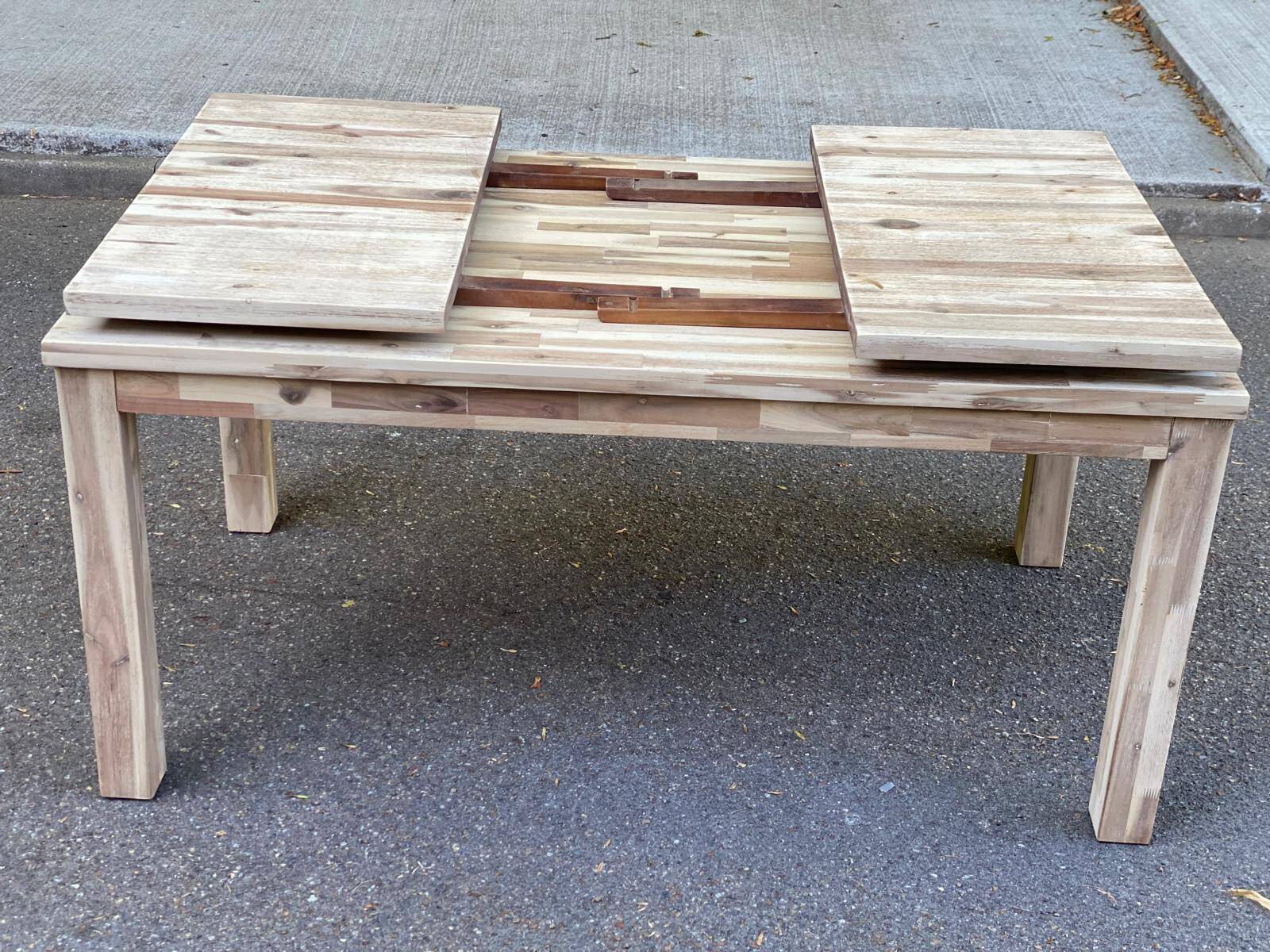 Large extendable Scandinavian dining table made of stripped solid acacia 160-26