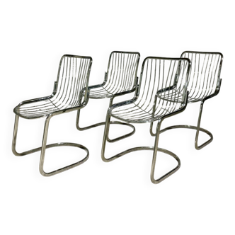 Vintage chrome metal chairs in Gastone Rinaldi style