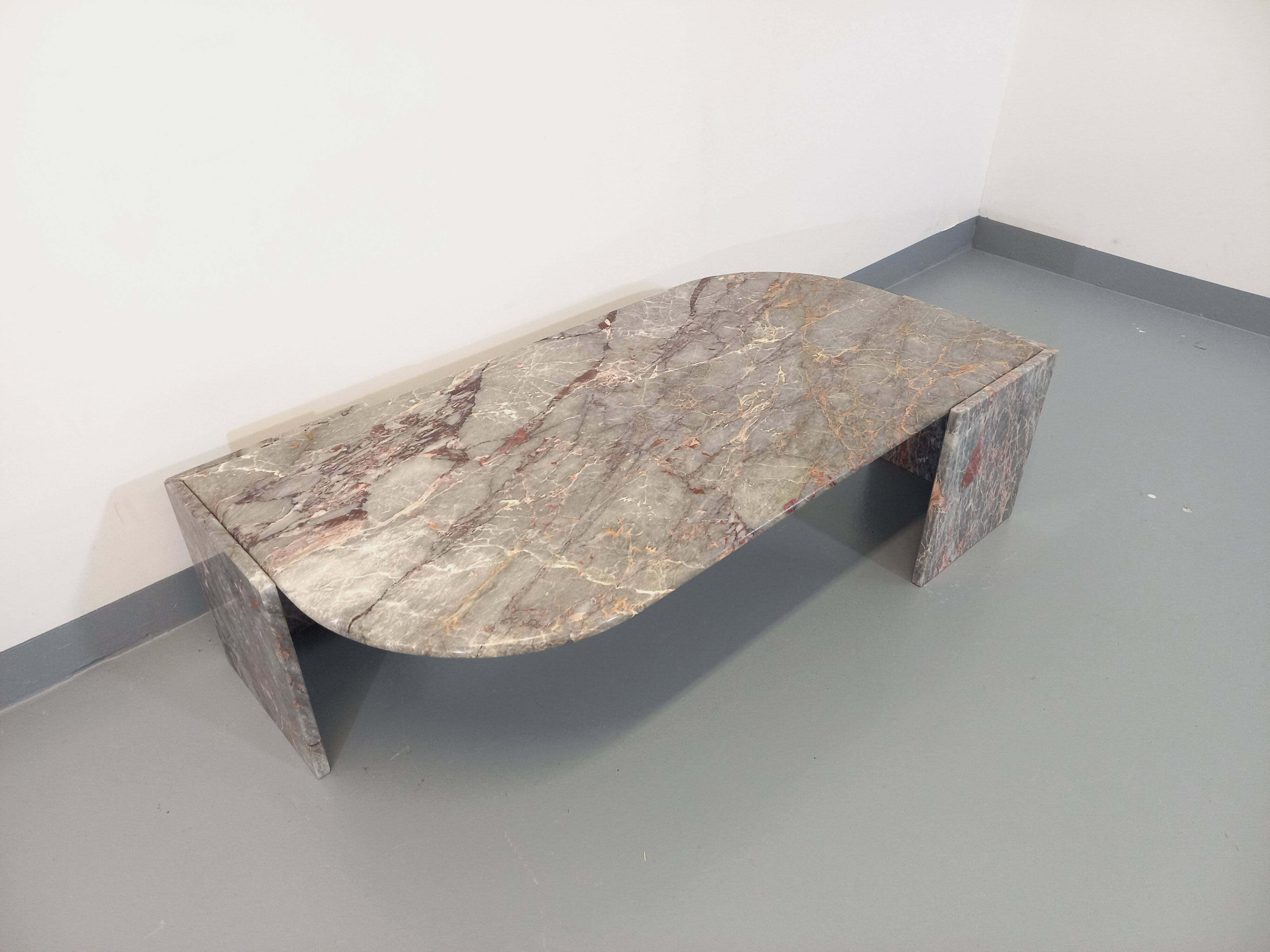 Vintage gray marble coffee table from the 70s