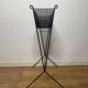 1950s black perforated metal planter in the style of Mathieu MATEGOT