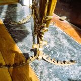 Fire screen, 19th century spark screen in gilded bronze