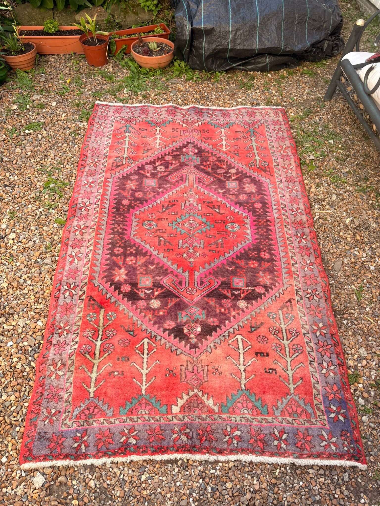 Persian Carpet Main Wool Shiraz Hamadan Iran Origin Boho Chic 209x130