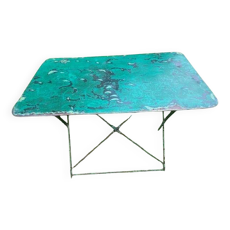 Green iron folding table