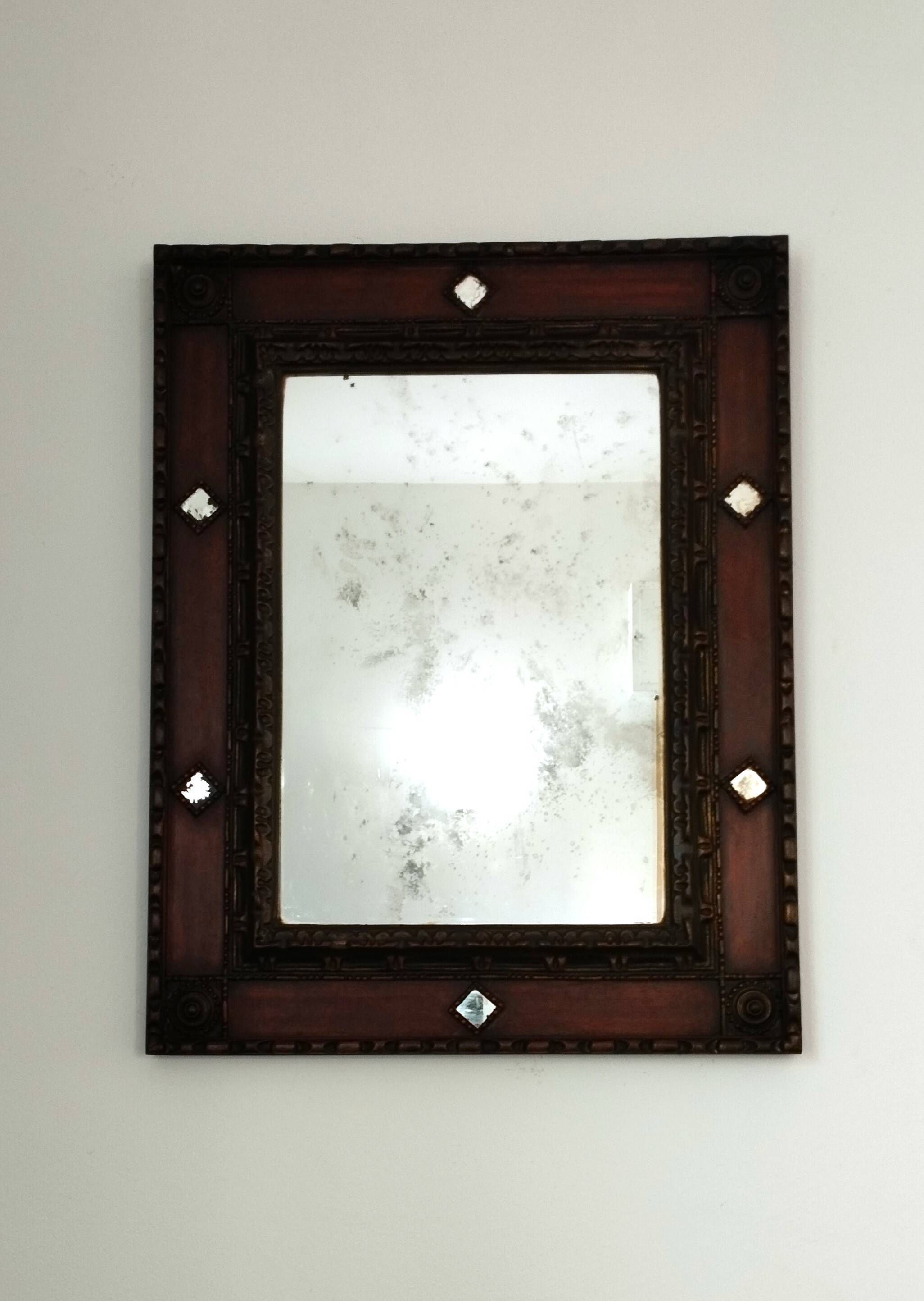 Miroir Palladio Italie 1968, verre vieilli, cadre décoratif sculptural