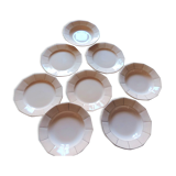 Set of eight pink plates in digoin sarreguemines