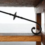 17th Century Spanish Brutalist coffee table in wood and wrought iron