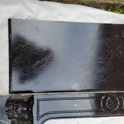 Pompadour fireplace with black marble modillions