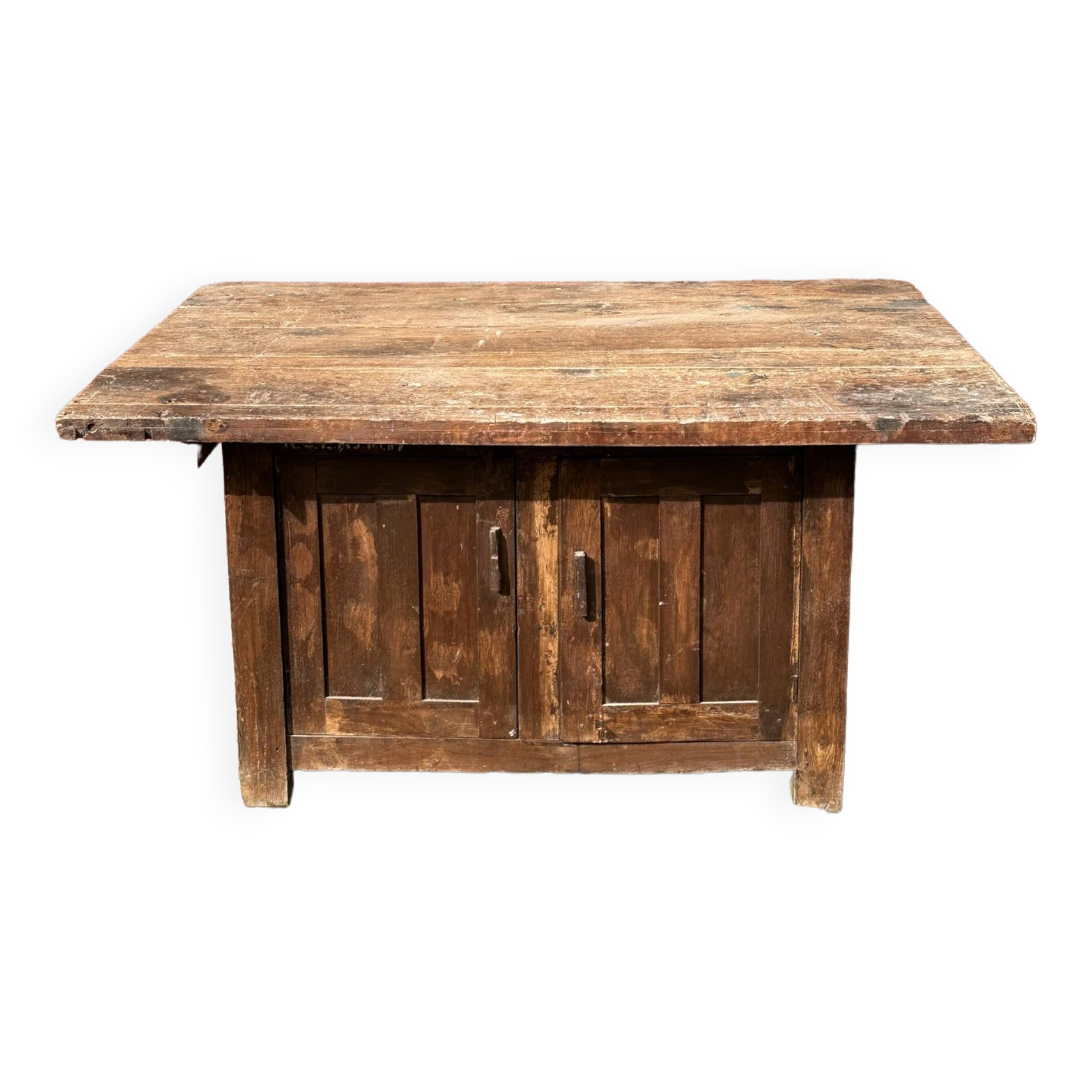 Large solid wood table, storage with 2 doors
