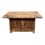 Large solid wood table, storage with 2 doors