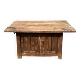 Large solid wood table, storage with 2 doors