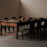 Large antique table in solid pine – France, around 1900