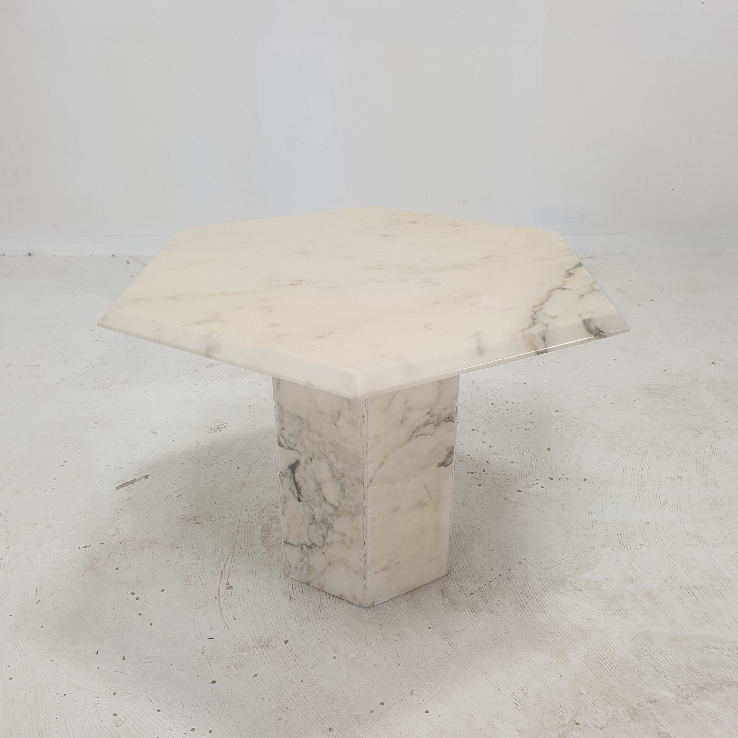 Set of 3 Italian Carrara Marble Side Tables, 1980s