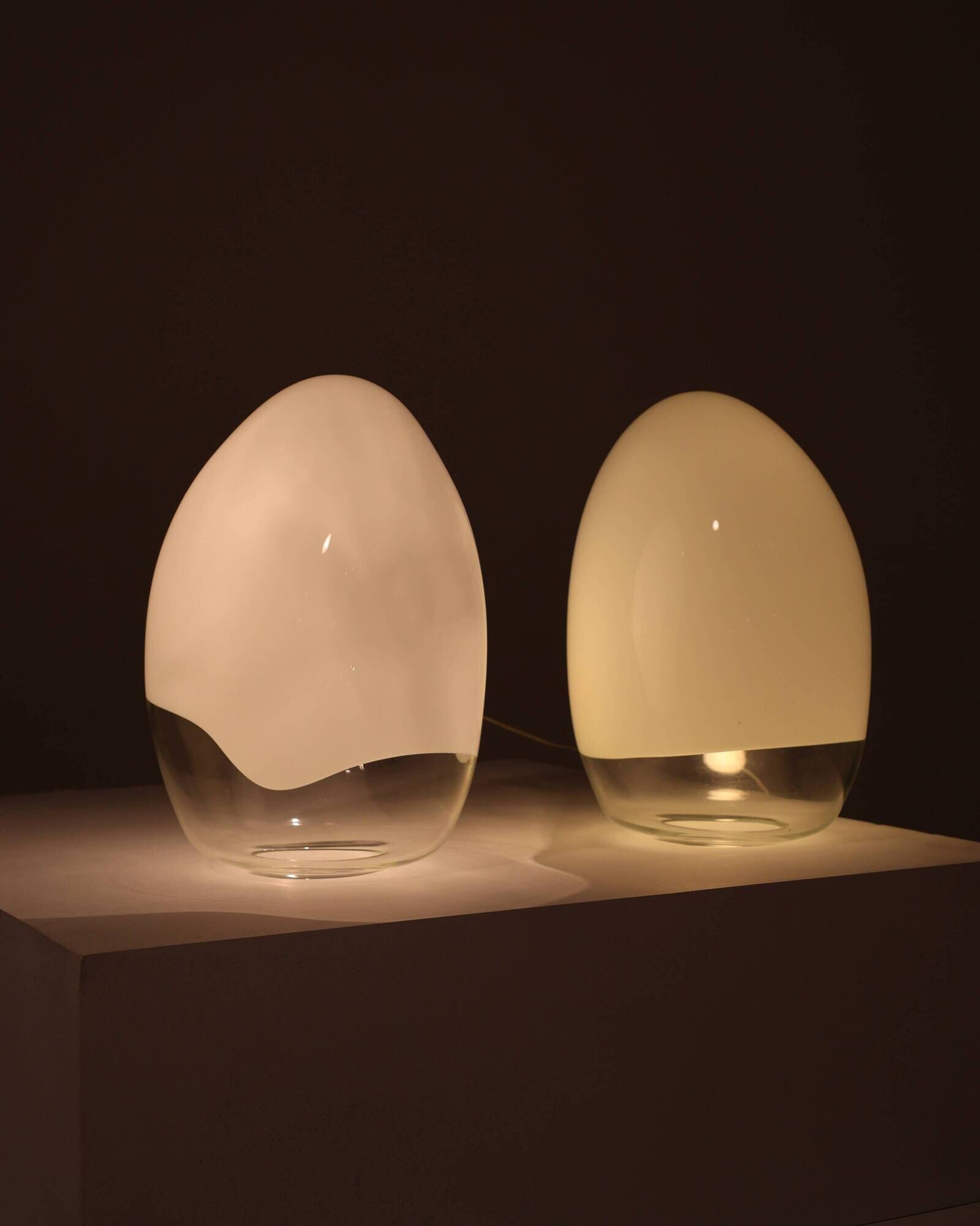 Pair of nessa lamps in murano glass, gino vistosi, 1970s