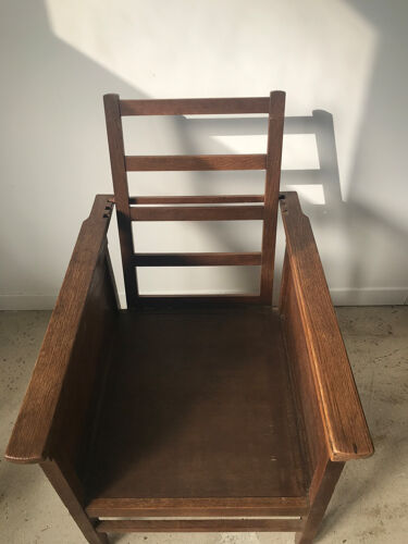 Large fauteuil en bois à dossier inclinable réglable