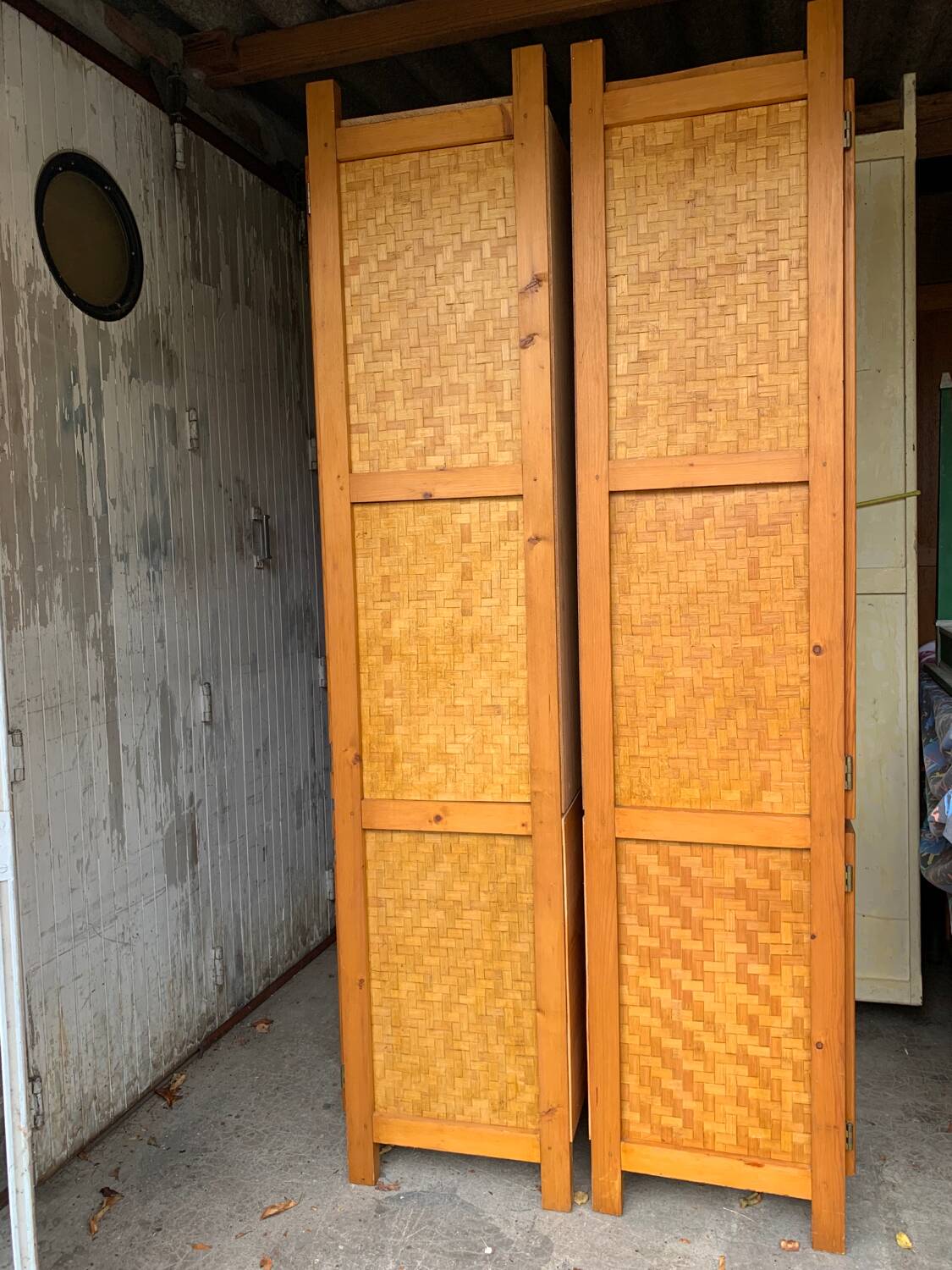 Bamboo cabinet woven and modular pine vintage 1960