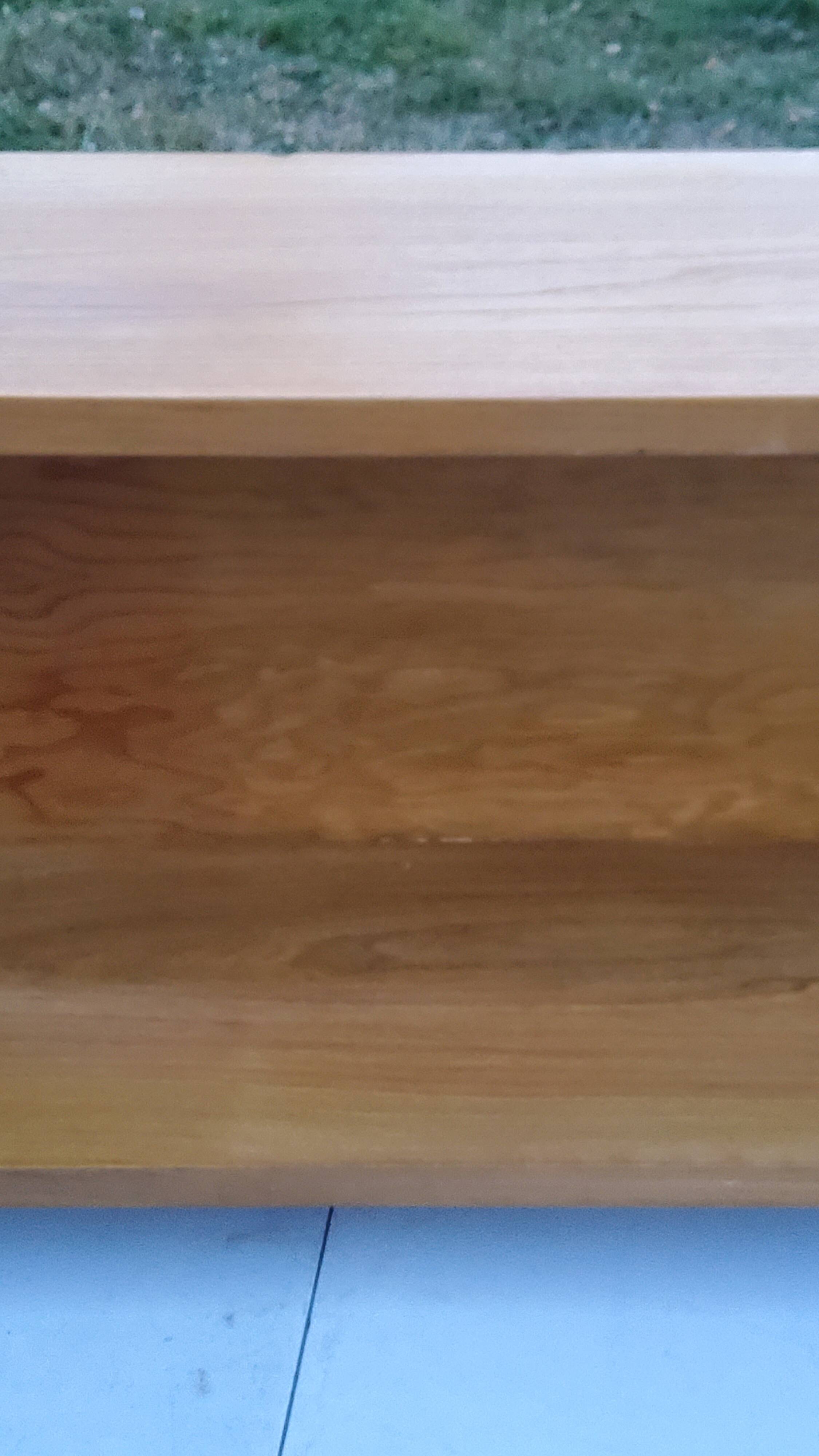 Double wall shelf in solid blond oak from the 1950s