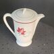 White earthenware coffee pot with red leaf decoration, art deco