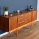 Retro teak 1960s jentique mid century sideboard with folded handles