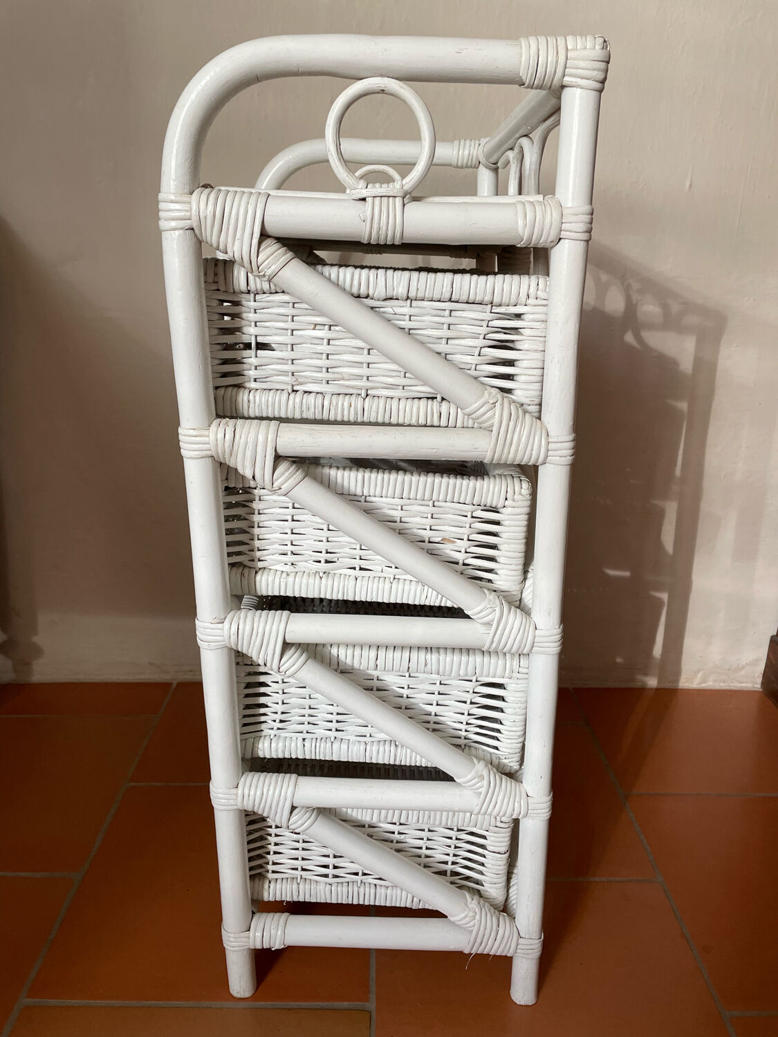White rattan chest of drawers