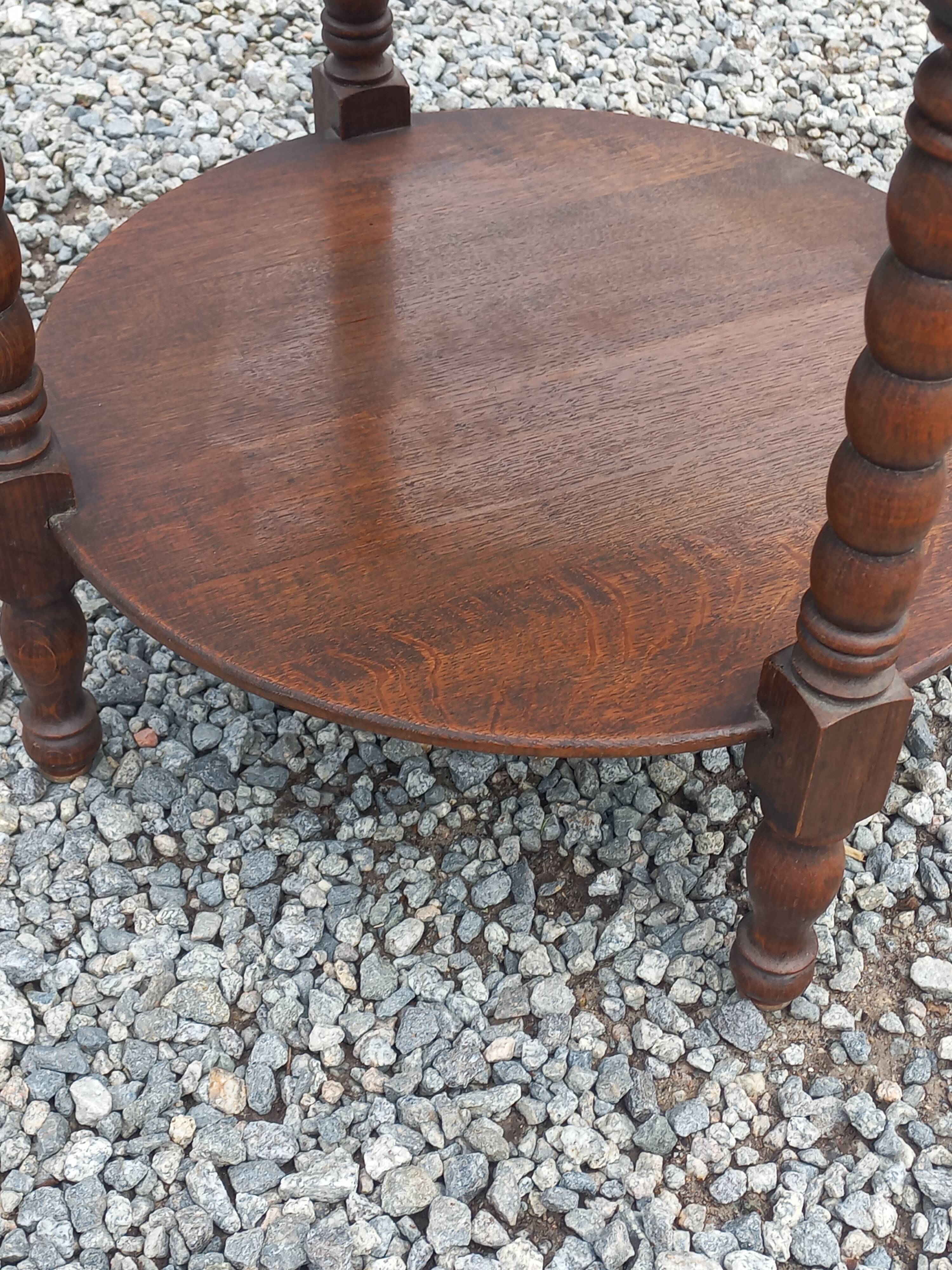 Vintage oak pedestal table with 3 shelves from the 60s