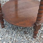 Vintage oak pedestal table with 3 shelves from the 60s