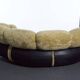 Canapé modulaire Space Age par Adriano Piazzesi, ours en peluche crème et similicuir, Italie des années 1970