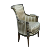 Fauteuil bergère en bois laqué gris