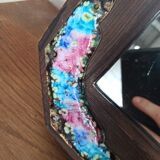 Wooden mirror and enamel enamelled plates