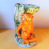 Pichet zoomorphe en barbotine singe