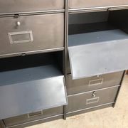 Ronéo industrial 10 flap storage unit with wooden and metal buttons
