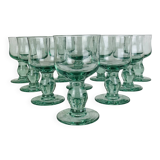 10 vintage handmade stemmed glasses