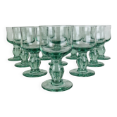 10 vintage handmade stemmed glasses