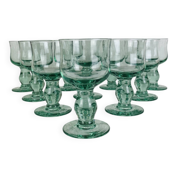 10 verres à pieds vintage fait main