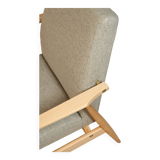 Fauteuil Vintage Gris Clair Design Scandinave Revêtement Laine