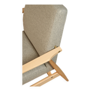 Fauteuil Vintage Gris Clair Design Scandinave Revêtement Laine