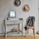 Antique wooden dressing table with marble top and mirror.