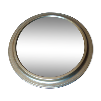 Miroir rond avec bordure en métal doré déco vintage 24cm