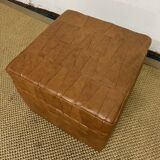 Vintage Sede leather pouf with chest