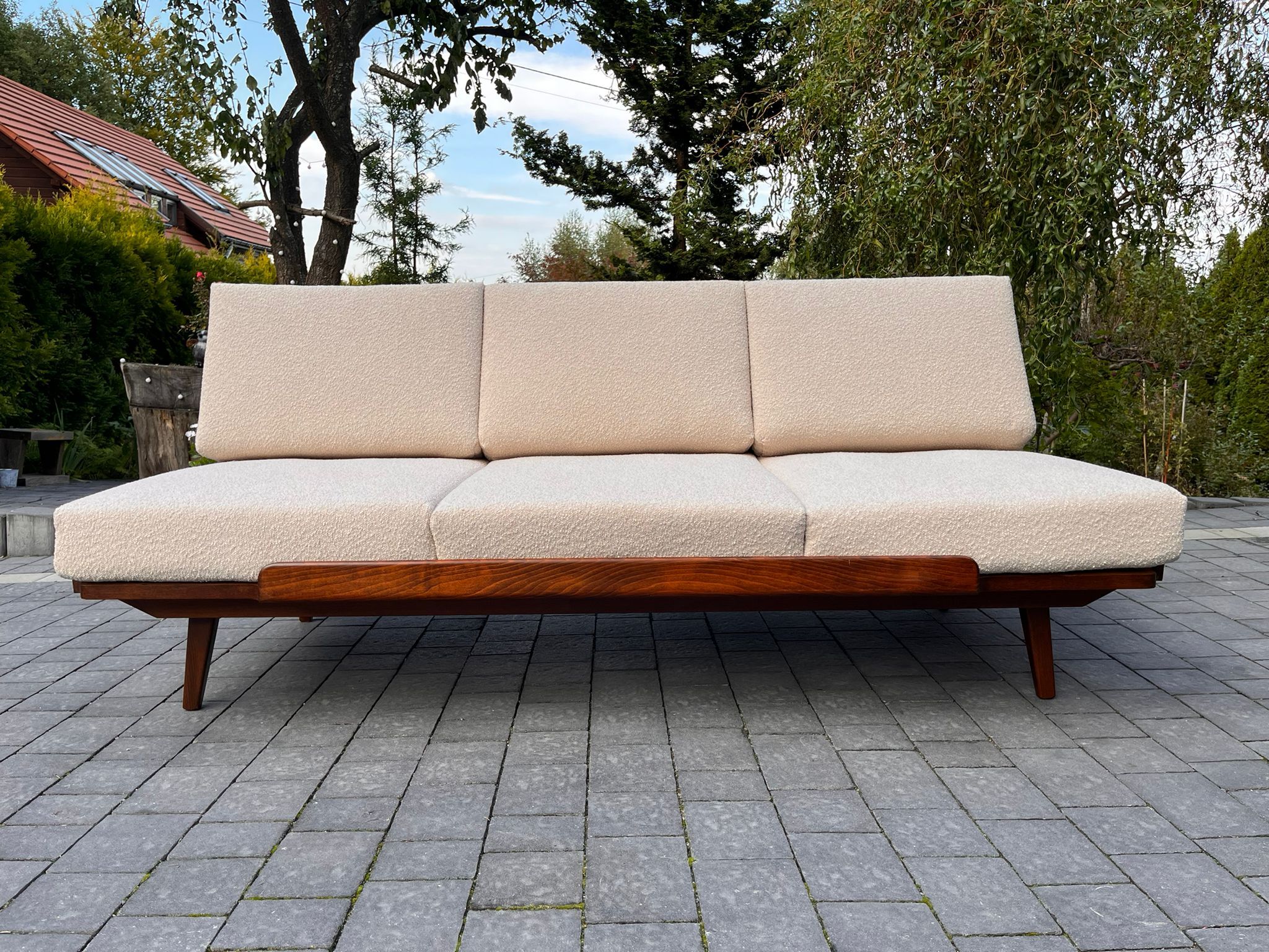 JITONA Sofa Renovated Buckle Fabric, Vintage Czech 1960s