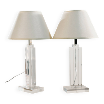 Lampe de table en plexiglas, lot de 2